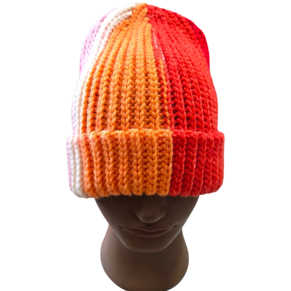 "Happi" Knit-look 90s beanie, Handmade By Me, Hand Embroidery, Ask About Customs